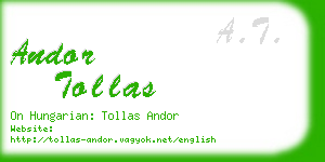 andor tollas business card